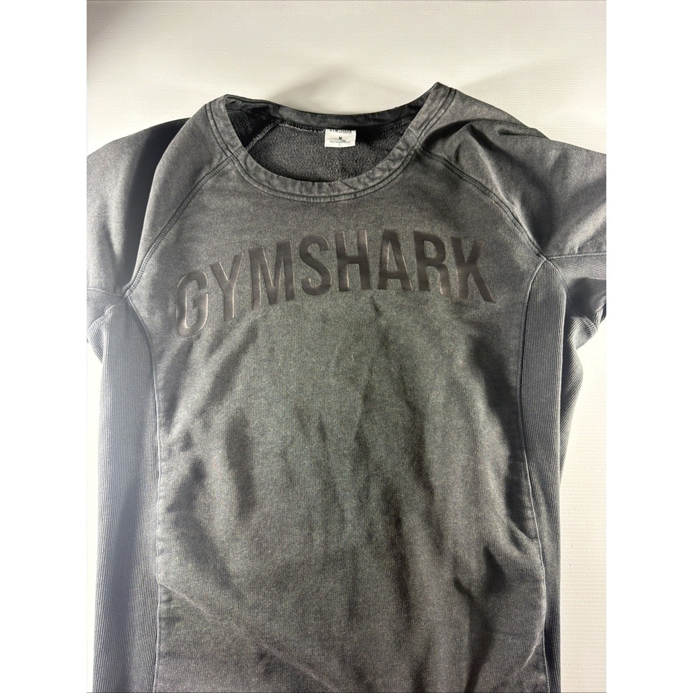 Gymshark Men's Medium Short Sleeve Sweatshirt Gray Washed Raised Logo